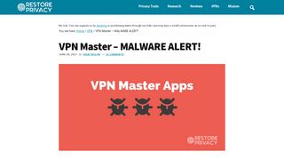 
                            9. VPN Master - MALWARE ALERT! | Restore Privacy