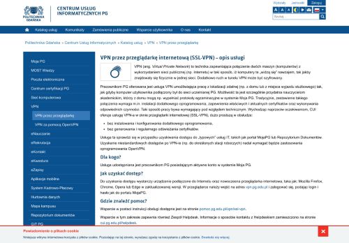 
                            5. VPN przez przeglądarkę - Centrum Usług Informatycznych PG