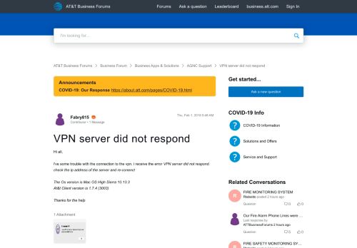 
                            13. VPN server did not respond - AT&T Community