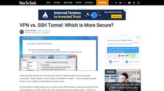 
                            11. VPN vs. SSH Tunnel: Which Is More Secure? - How-To Geek