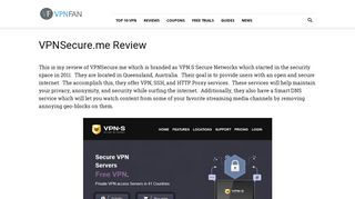 
                            7. VPNSecure.me Review - VPN Fan