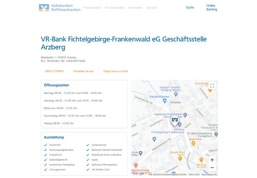 
                            8. VR-Bank Fichtelgebirge-Frankenwald eG Geschäftsstelle Arzberg ...