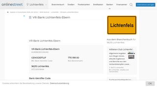 
                            11. VR-Bank Lichtenfels-Ebern: BIC für Bankleitzahl 77091800