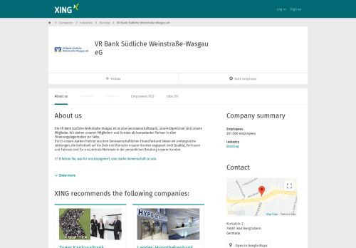 
                            9. VR Bank Südliche Weinstraße-Wasgau eG als Arbeitgeber | XING ...