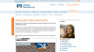 
                            9. VR Bank Westküste eG - Phishing-Mail Telefon-Banking-PIN