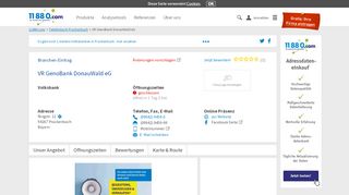 
                            10. ▷ VR GenoBank DonauWald eG | Tel. (09942) 9459... - - 11880.com