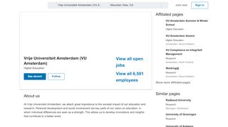 
                            8. Vrije Universiteit Amsterdam (VU Amsterdam) | LinkedIn