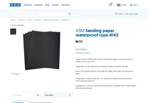 
                            12. VSM Sanding paper waterproof type 8142 | ERIKS shop NL