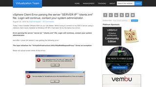 
                            11. vSphere Client Error parsing the server “SERVER IP” “clients.xml” file ...