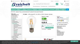 
                            9. VT-43641: LED-Lampe E27, 4 W, 400 lm, 2700 K, Filament, dimmbar ...