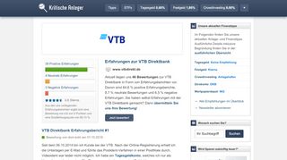 
                            9. VTB Direktbank Erfahrungen (45 Berichte) - Kritische Anleger