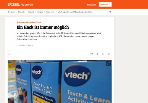 
                            12. VTech: Ärger über neue AGB des Spielzeugherstellers - SPIEGEL ...