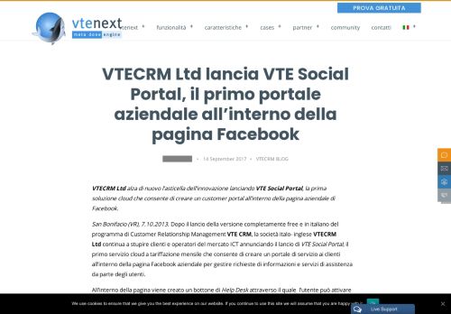 
                            4. VTECRM Ltd lancia VTE Social Portal, il primo portale aziendale all ...