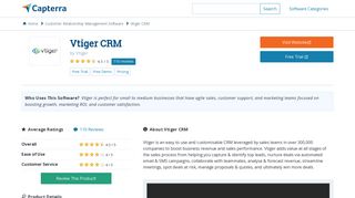
                            11. Vtiger CRM Reviews and Pricing - 2019 - Capterra