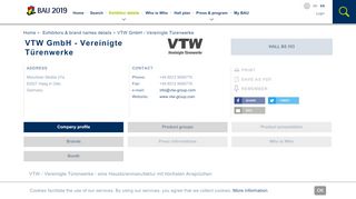 
                            9. VTW GmbH - Vereinigte Türenwerke at the BAU 2019