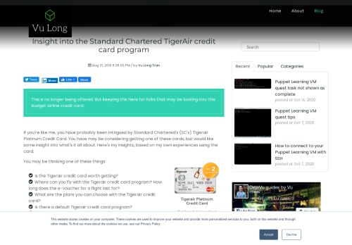 
                            9. Vu Long Tran: Insight into the Standard Chartered TigerAir credit card ...