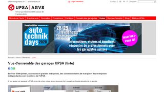 
                            10. Vue d'ensemble des garages UPSA (liste) | AGVS | UPSA