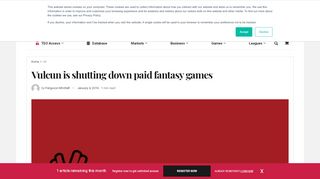 
                            5. Vulcun is shutting down paid fantasy games - The Esports Observer