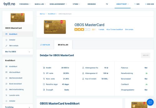 
                            8. Vurderer du OBOS MasterCard? Les full test og 1 omtaler - Bytt.no