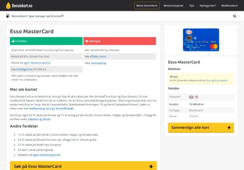 
                            10. Vurdering av Esso MasterCard drivstoffkort - Finn beste bensinkort!