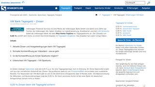 
                            11. VW Bank Tagesgeld mit 0,10 % Zinsen - Sparkonto.org
