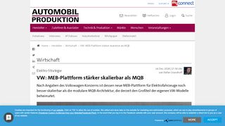 
                            6. VW: MEB-Plattform stärker skalierbar als MQB - Automobil Produktion