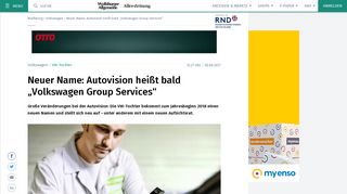 
                            9. VW-Tochter - Neuer Name: Autovision heißt bald „Volkswagen Group ...