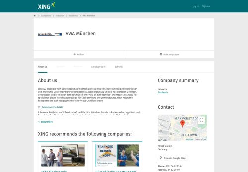 
                            5. VWA München als Arbeitgeber | XING Unternehmen