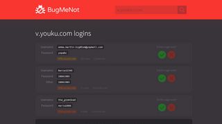 
                            2. v.youku.com passwords - BugMeNot