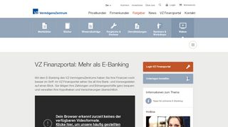 
                            8. VZ Finanzportal: Mehr als e-Banking | VZ VermögensZentrum ...