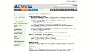 
                            11. WA State Licensing (DOL) Official Site: Real estate broker's exam