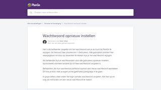 
                            5. Wachtwoord opnieuw instellen | PlanGo Help