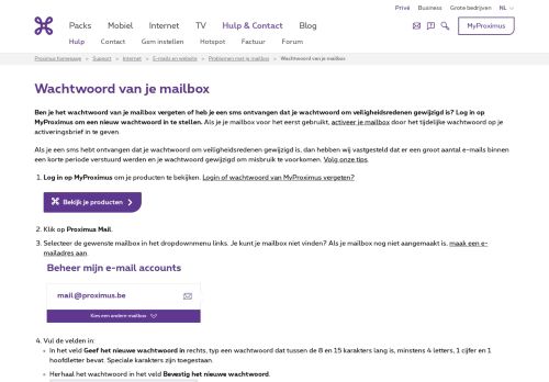 
                            3. Wachtwoord van uw mailbox | Proximus