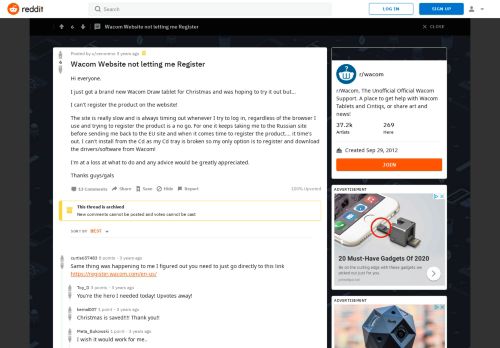 
                            13. Wacom Website not letting me Register : wacom - Reddit