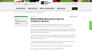 
                            4. WADA ADAMS Whereabouts App now available for Android | World ...
