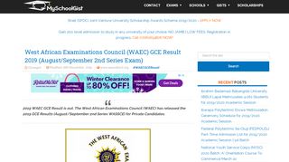 
                            8. WAEC GCE Result 2018 (Aug/Sept 2nd Series Exam) - MySchoolGist