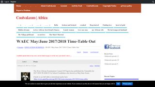 
                            8. WAEC May/June 2017/2018 Time-Table Out – Coolval.com | Africa
