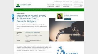 
                            11. Wageningen Alumni Event, 21 November 2017, Brussels, Belgium ...