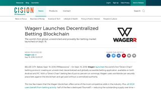
                            5. Wagerr Launches Decentralized Betting Blockchain - PR Newswire