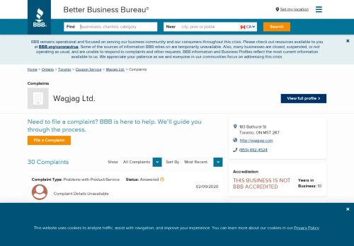 
                            13. Wagjag Ltd. | Complaints | Better Business Bureau® Profile