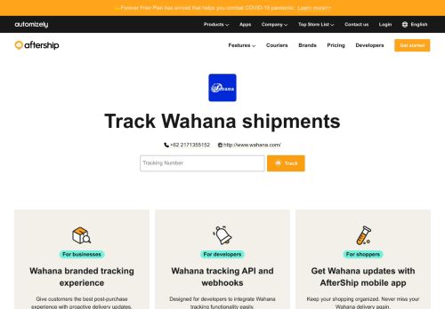 
                            8. Wahana Tracking - AfterShip