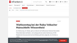 
                            10. Wahlsonntag bei der Raiba Volkacher Mainschleife-Wiesentheid ...