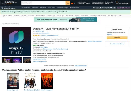 
                            4. waipu.tv – Live-Fernsehen auf Fire TV: Amazon.de: Apps für Android