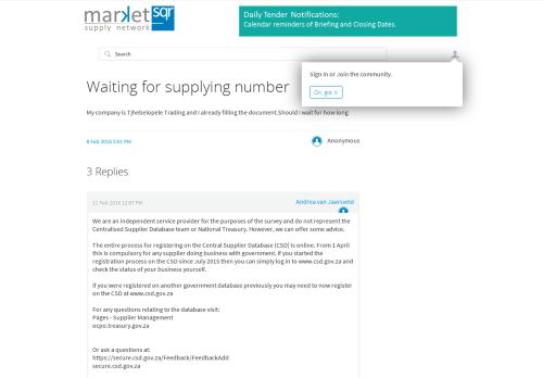 
                            10. Waiting for supplying number - Central Supplier Database ...