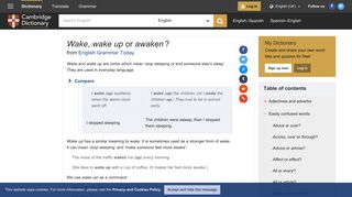 
                            6. Wake, wake up or awaken ? - English Grammar Today - Cambridge ...