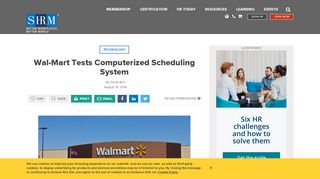 
                            4. Wal-Mart Tests Computerized Scheduling System - SHRM