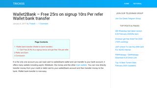 
                            13. Wallet2Bank - Free 25rs on signup 10rs Per refer Wallet bank transfer ...