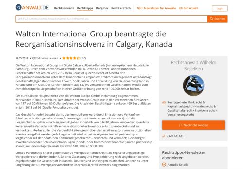 
                            4. Walton International Group beantragte die Reorganisationsinsolvenz ...
