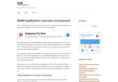
                            3. WAMP phpMyAdmin username and password. - This Interests Me