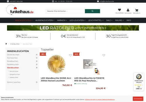 
                            7. Wandleuchten modern & günstig im Lampenshop online ... - Funkelhaus